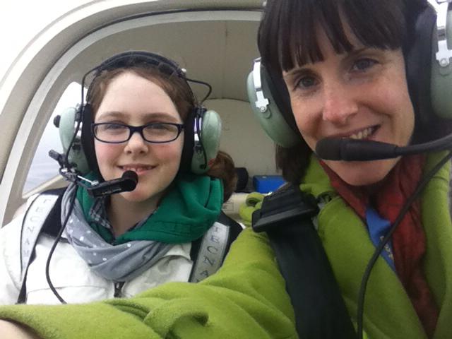 Club member Laura Russell takes Kate Bevan for a flight in the Tecnam.