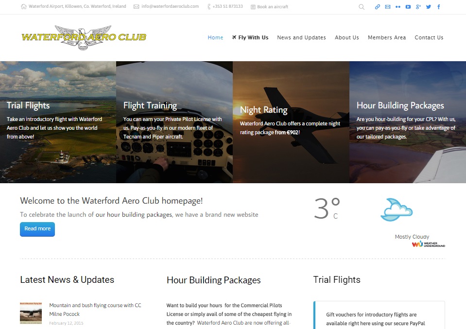 A screenshot of our new website homepage