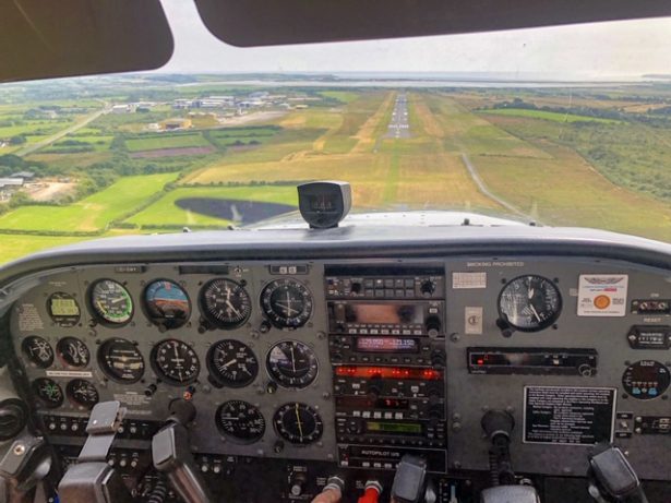 C172 EI-GWY on final approach to runway 21 at Waterford Airport